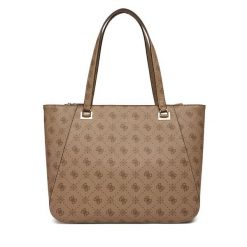Torebka Guess. Brązowe shopper bag Guess, z aplikacjami, bez dodatków. Za 639.99 zł.