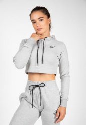 Pixley Crop Top Bluza z kapturem - Szary. Szare bluzy damskie GORILLA WEAR, s, bez wzorów, z bawełny, z kapturem. Za 198.00 zł.