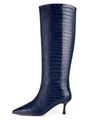 Loft37 Skórzane kozaki w kolorze granatowym rozmiar: 37. Niebieskie kozaki damskie loft37, na zimę, bez obcasa, na szpilce, bez zapięcia. Za 608.99 zł.