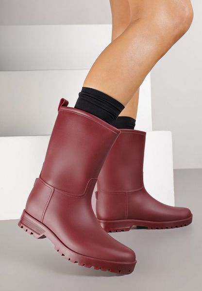 Bordowe Casualowe Kalosze Dirrive. Czerwone kalosze damskie Renee, bez wzorów, z jeansu. Za 79.99 zł.