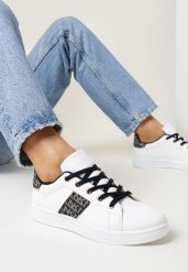 Biało-Czarne Sneakersy z Wstawkami Dyvana. Białe obuwie sportowe damskie Born2be, bez zapięcia. Za 39.99 zł.