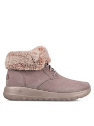 Skechers Botki On-The-Go Joy Plush Dreams 144042/DKTP Różowy. Czerwone botki damskie Skechers, z materiału, bez obcasa, na płaskiej podeszwie, bez zapięcia. Za 339.99 zł.