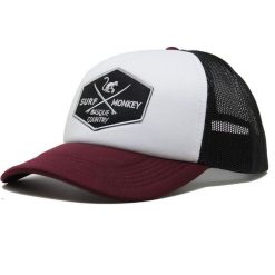 Czapka Trucker - Wyściełana / Uniwersalny rozmiar (Bordowy/Czarny). Czerwone czapki z daszkiem damskie SURF MONKEY, z aplikacjami, z poliesteru. Za 159.95 zł.