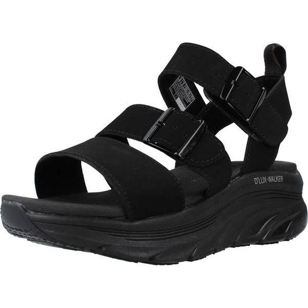 Sandały SKECHERS DLUX WALKER RETRO COSMOS Czarny. Czarne sandały damskie Skechers, bez wzorów, z syntetyku, bez obcasa, bez zapięcia. Za 249.99 zł.