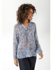 Aniston Bluzka w kolorze błękitnym rozmiar: 46. Niebieskie bluzki damskie Aniston, bez wzorów, bez kołnierzyka, bez ramiączek. Za 52.17 zł.