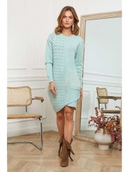 Joséfine Sukienka dzianinowa "Alfonse" w kolorze turkusowym rozmiar: L. Niebieskie sukienki damskie Joséfine, bez wzorów, z dzianiny, bez ramiączek. Za 152.62 zł.