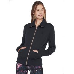 Bluza dresowa sportowa damska Hoodless Hoodie Skechcloud Jacket. Czarne bluzy damskie Skechers, m, bez wzorów, z dresówki, bez kaptura. Za 299.99 zł.