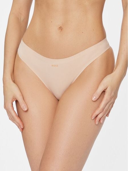 Boss Stringi 50509992 Beżowy. Brązowe stringi Boss, bez wzorów, z syntetyku. Za 89.99 zł.