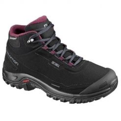 Buty trekkingowe damskie Salomon Shelter CS WP. Czarne obuwie trekkingowe damskie Salomon, z gumy, bez zapięcia. Za 629.00 zł.
