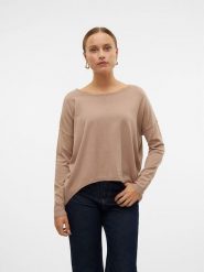 Vero Moda Sweter w kolorze jasnobrązowym rozmiar: L. Brązowe swetry klasyczne damskie Vero Moda, l, ze splotem, bez kołnierzyka. Za 113.99 zł.