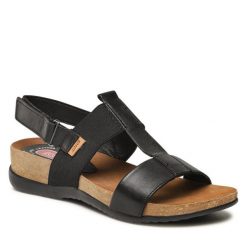 Sandały Go Soft. Czarne sandały damskie GO SOFT, bez wzorów, bez obcasa, na płaskiej podeszwie, bez zapięcia. Za 179.99 zł.