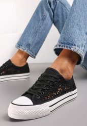 Czarne Trampki Przed Kostkę z Ażurową Cholewką Shiliarre. Czarne trampki damskie Renee, w ażurowe wzory, przed kostkę, bez zapięcia. Za 79.99 zł.