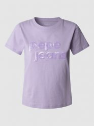 Pepe Jeans Koszulka "Aria" w kolorze lawendowym rozmiar: M. Różowe bluzki damskie Pepe Jeans, m, bez wzorów, z bawełny, bez kołnierzyka, bez ramiączek. Za 105.38 zł.