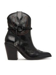 Aldo Kowbojki Nuwestern 14447797 Czarny. Czarne botki damskie ALDO, ze skóry, bez obcasa, na słupku, bez zapięcia. Za 769.99 zł.