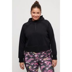 Damskie Bluza krótki fason długi rękaw kaptur. Czarne bluzy damskie Ulla Popken, plus size, bez wzorów, z bawełny, bez kaptura. W wyprzedaży za 191.99 zł.