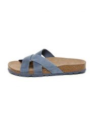 Billowy Skórzane klapki w kolorze niebieskim rozmiar: 37. Niebieskie klapki damskie Billowy, bez wzorów, z otwartym noskiem, bez obcasa, bez zapięcia. Za 152.99 zł.