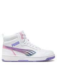 Puma Sneakersy Rebound V6 Mid Bouncy Sky Jr 398725 01 Biały. Białe buty sportowe dziewczęce Puma, ze skóry, bez zapięcia. Za 206.99 zł.
