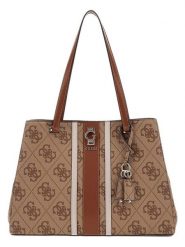Guess Shopper bag w kolorze beżowo-jasnobrązowym - 38 x 27 x 12 cm rozmiar: onesize. Brązowe shopper bag Guess, z aplikacjami, z materiału, na ramię, bez dodatków. Za 469.99 zł.
