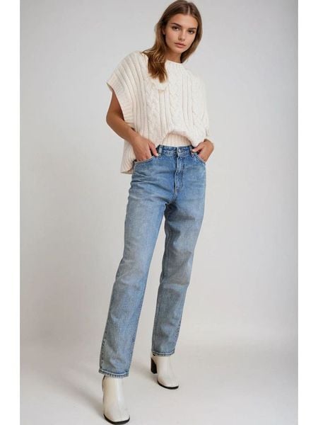 Monki Dżinsy - Regular fit - w kolorze błękitnym rozmiar: W26. Niebieskie jeansy damskie Monki, z podwyższonym stanem. Za 60.99 zł.