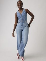 Levi's Kombinezon dżinsowy w kolorze błękitnym rozmiar: W23. Niebieskie kombinezony damskie Levi's, s, bez wzorów, z bawełny, klasyczne, bez kołnierzyka, bez ramiączek. Za 194.95 zł.