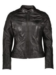 HIS Skórzana kurtka w kolorze czarnym rozmiar: 36. Czarne kurtki damskie HIS, bez wzorów, ze skóry, bez kaptura. Za 478.99 zł.