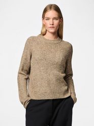 Pieces Sweter w kolorze beżowym rozmiar: S. Brązowe swetry klasyczne damskie Pieces, s, z wełny, bez kołnierzyka. Za 57.06 zł.