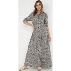 Czarno-Biała Sukienka Hekadia. Czarne sukienki damskie Born2be, bez wzorów, z tkaniny, bez ramiączek. Za 49.99 zł.