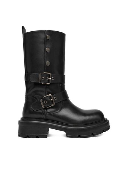 G-Star Raw Kozaki EO-GLCIEA-8137 Czarny. Czarne kozaki damskie G-Star Raw, ze skóry, bez obcasa, na płaskiej podeszwie, bez zapięcia. Za 389.99 zł.