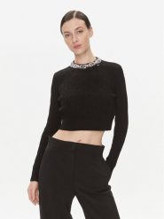 Elisabetta Franchi Sweter MK-15B-37E2-V460 Czarny Slim Fit. Czarne swetry klasyczne damskie Elisabetta Franchi, z wełny, bez kołnierzyka. Za 1,649.00 zł.