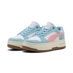 Damskie sneakersy Rebound Femme Low Suede PUMA White Pinkscape Aqua Pink Blue. Białe obuwie sportowe damskie Puma, bez zapięcia, do koszykówki. Za 309.00 zł.