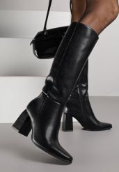 Czarne Skórzane Kozaki VICES do Kolana na Słupku w Eleganckim Stylu Reiandra. Czarne kozaki damskie Renee, z jeansu, bez obcasa, na obcasie, bez zapięcia. Za 299.99 zł.