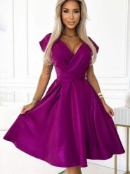Sukienka Model Scarlett 348-8 Fuksja Brokat - Numoco. Czerwone sukienki damskie NUMOCO, bez wzorów, z elastanu, eleganckie, bez ramiączek. Za 374.42 zł.