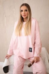 Komplet new punto bluza + spodnie pudrowy róż. Czerwone bluzy damskie KESI, l, bez wzorów, z bawełny, bez kaptura. Za 347.13 zł.