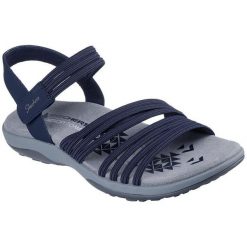 Sandały damskie Skechers Reggae Slim Coffee. Niebieskie sandały damskie Skechers, bez wzorów, z materiału, bez obcasa, bez zapięcia. Za 390.00 zł.