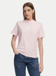 Karl Lagerfeld Jeans T-Shirt A1W17031 Różowy jasny Regular Fit. Czerwone t-shirty damskie Karl Lagerfeld Jeans, m, bez wzorów, z bawełny, bez kołnierzyka. Za 206.99 zł.