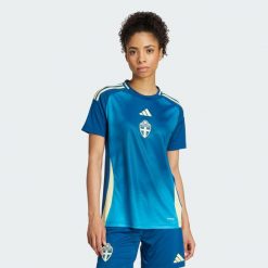 Koszulka Sweden 25 (Women's Team) Away. Niebieskie bluzki damskie Adidas, s, bez wzorów, z materiału, bez kołnierzyka, bez ramiączek. Za 449.00 zł.