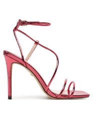 Marciano Guess Sandały 5GGZ34 7325A Czerwony. Czerwone sandały damskie Marciano Guess, z aplikacjami, ze skóry, bez obcasa, na szpilce, bez zapięcia. Za 779.99 zł.