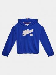 Tommy Hilfiger Bluza Hilfiger Script Hoodie KG0KG07721 Niebieski Regular Fit. Niebieskie bluzy dziewczęce Tommy Hilfiger, bez wzorów, z bawełny, bez ramiączek, bez kaptura. Za 279.99 zł.