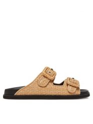 BOSS Klapki Freyah Slide 50542333 Beżowy. Brązowe klapki damskie Boss, bez wzorów, z tworzywa sztucznego, bez obcasa, bez zapięcia. Za 499.99 zł.