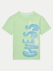 Guess T-Shirt L5GI12 K8HM4 Zielony Regular Fit. Zielone t-shirty i koszulki chłopięce Guess, z aplikacjami, z bawełny, bez kołnierzyka, bez ramiączek. Za 59.99 zł.