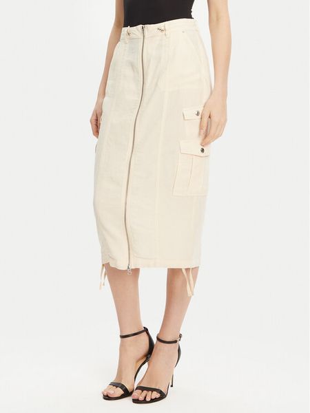 Guess Spódnica midi W5GD1H WG8N0 Beżowy Regular Fit. Brązowe spódnice damskie Guess, z aplikacjami, z lyocellu, midi. Za 297.00 zł.