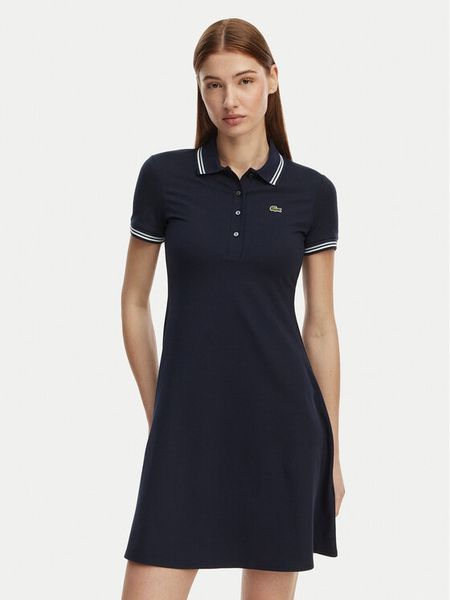 Lacoste Sukienka codzienna EF5288 Granatowy Regular Fit. Niebieskie sukienki damskie Lacoste, bez wzorów, z bawełny, bez ramiączek. Za 455.99 zł.