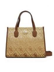 Guess Torebka HWSW86 65220 Beżowy. Brązowe kuferki damskie Guess, z aplikacjami, z materiału, bez dodatków. Za 349.99 zł.