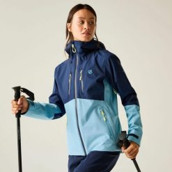 Damska wodoodporna kurtka turystyczna Diverging II Mountain Panelled Hooded. Niebieskie kurtki damskie Dare 2b, l, bez wzorów, z materiału, z kapturem. Za 474.50 zł.