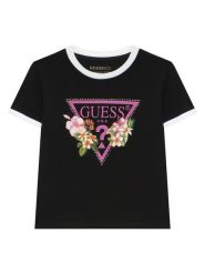 Guess T-Shirt J6GI23 K6YW4 Czarny Regular Fit. Czarne koszulki i t-shirty dziewczęce Guess, z aplikacjami, z bawełny, bez kołnierzyka, bez ramiączek. Za 114.99 zł.