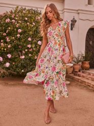 Milan Kiss Sukienka ze wzorem rozmiar: M. Sukienki damskie Milan Kiss, bez wzorów, z wiskozy, bez ramiączek. Za 195.99 zł.