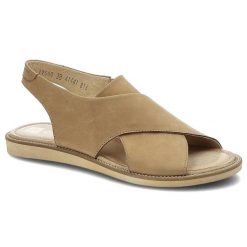 Brązowe Sandały Nessi Wygodne Skórzane Buty. Brązowe sandały damskie Nessi, bez wzorów, bez obcasa, bez zapięcia. Za 279.00 zł.