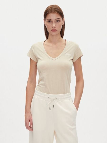 BOSS T-Shirt C_Eslane_4 50540432 Beżowy Slim Fit. Brązowe t-shirty damskie Boss, s, bez wzorów, z bawełny, bez kołnierzyka. Za 119.99 zł.