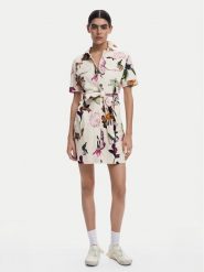 Desigual Sukienka koszulowa Monicawhite 25SWVW13 Écru Regular Fit. Sukienki damskie Desigual, bez wzorów, z bawełny, bez ramiączek. Za 329.99 zł.