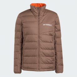 Kurtka Terrex Multi Light Down CLIMAWARM. Brązowe kurtki damskie Adidas, xs, bez wzorów, z puchu, bez kaptura. Za 599.00 zł.